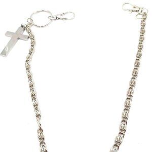 Mens Cross Single Layer Wallet -Pants Filagree Chain -21"